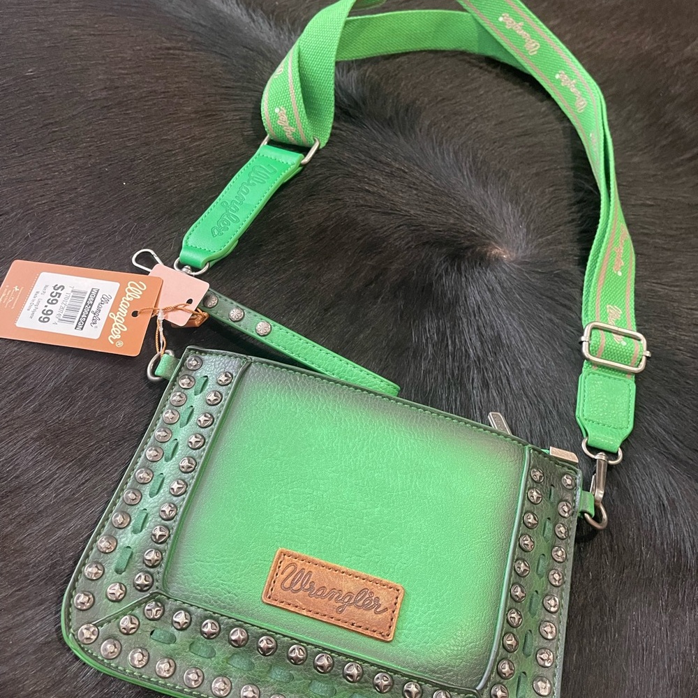 Wrangler Green Studded Crossbody Bag
